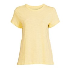 Time and Tru Women's Short Sleeve Slub Crew T-Shirt Yellow 3XL 22 