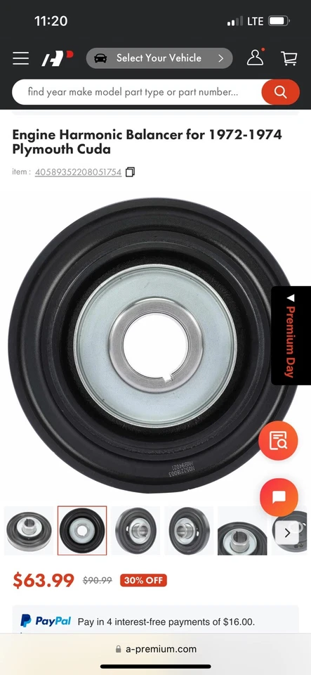 A-Premium harmonic balancer HMB94021 New Yorker Plymouth cuda - Image 2 of 3