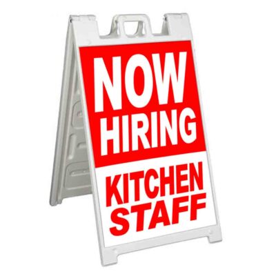 NOW HIRING KITCHEN STAFF Signicade 24x36 Aframe Sidewalk Sign Banner Decal JOBS