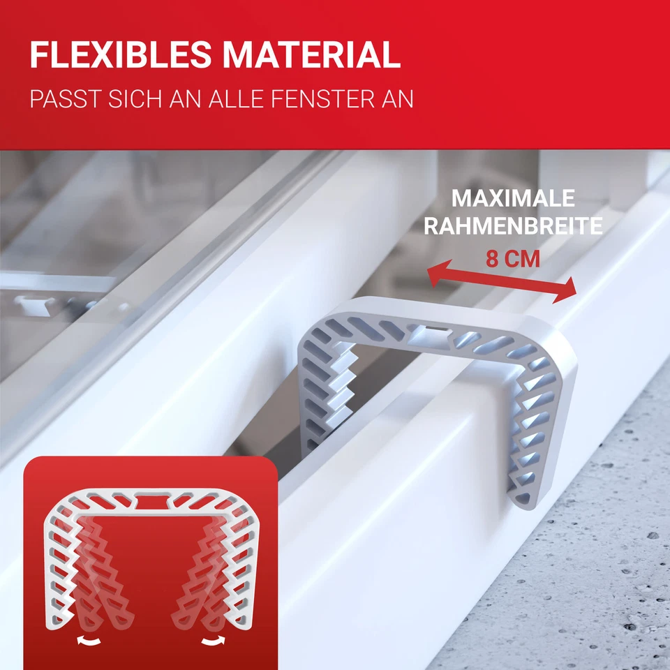 LouMaxx Fensterstopper 4er Set – Fenster Klammer Gummi – Klemmschutz Fenster  - Bild 4 von 4