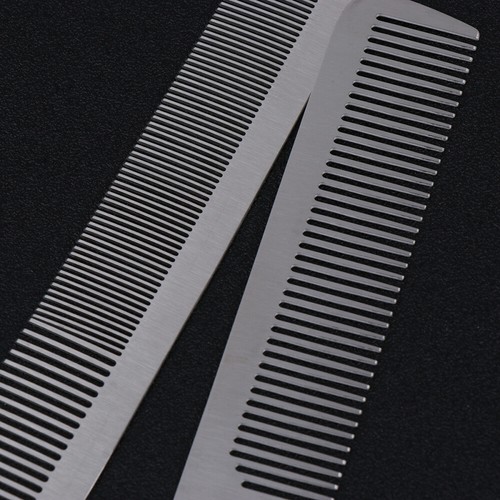 2PCS Pettine Capelli Parrucchiere Parrucchiere Acciaio Pettine Taglio Capelli Pettine Metallo - Foto 8 di 12