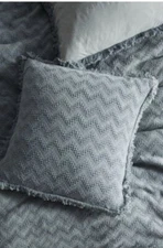 Anthropologie Stabler Ermesa ONE EURO Pillow Sham "SLATE" blue texture chevron