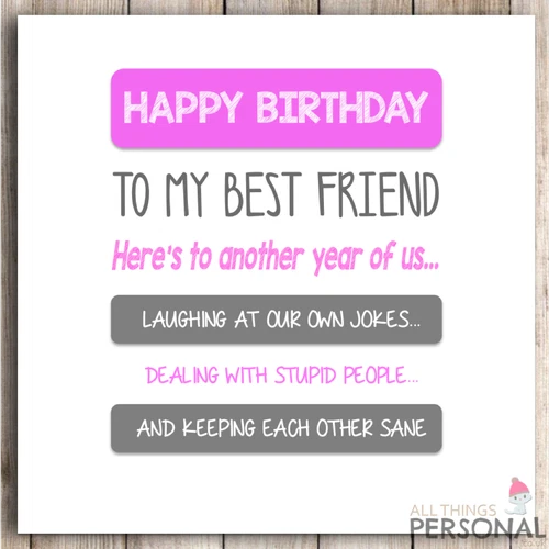 Funny Best Friends Bestie Joke Best Friend Birthday Card Humour Sarcastic Fun