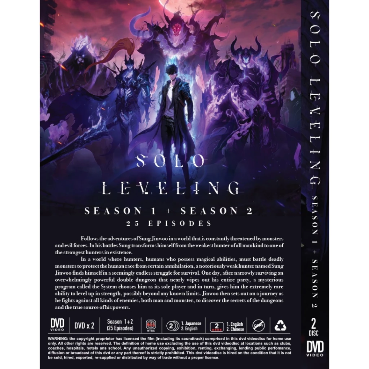 DVD SOLO LEVELING Season 1+2 Episode 1-25 END English Dubbed All