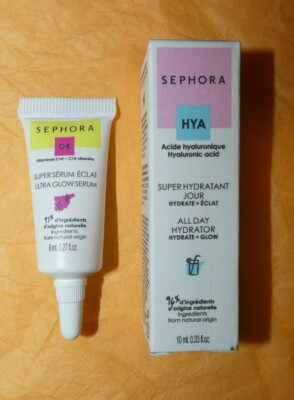 NEW SEPHORA Hya All Day Hydrator + Vitamin C+E Ultra Glow Serum 2 Samples