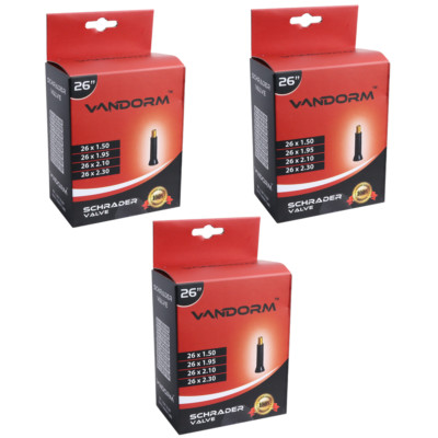 3 PACK Vandorm 26" x 1.50" - 2.30" Bicycle MTB Bike Schrader Inner Tube