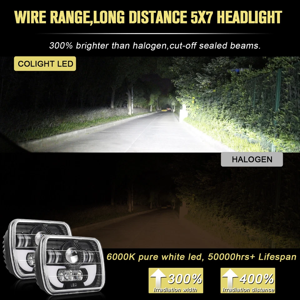 2 peças faróis selados LED 7x6" DRL DOT adequados para caminhões Ford F650 2000-2015 F750 - Imagem 4 de 4