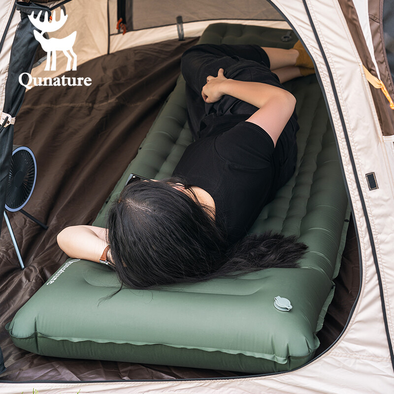 Qunature Single Sleeping Pad for Camping Self Inflating4"Extra-Thick Camping Pad
