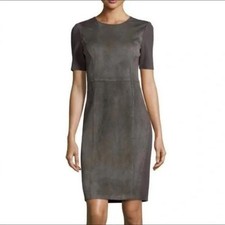 ELIE TAHARI Moc SUEDE EMILY SHORT SLEEVE SHEATH DRESS. Size US 4 runs small!