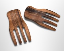 Salad Hands - Set of 2 Acacia Wood Servers for Easy Standard, Brown