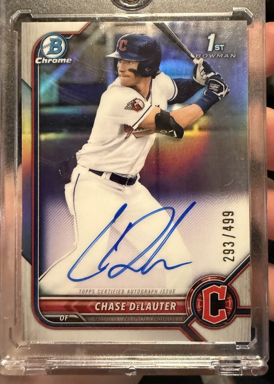 2022 Bowman Draft Chase DeLauter Chrome Auto Refractor 1st #/499 Guardians