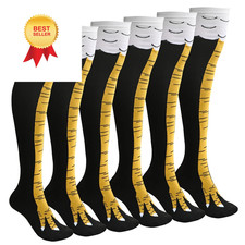 Abnaok 3-Pack Novelty Funny Chicken Leg Socks for Women Men Crazy Black