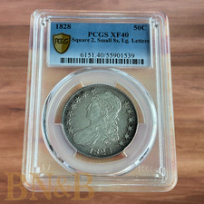 1828 Capped Bust Half Dollar PCGS XF40 Square 2 Sm 8 Lg Letters