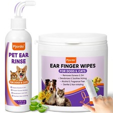 Pet Ear Cleaner Set Dog Ear Cleaner with Aloe Vera Witch Hazel, Dog Cat ...