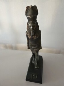 Vintage Egyptian Style Pharaoh King Statue Bronze Finish Heavy 654 Grams