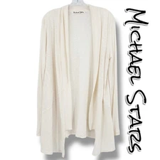 Michael Stars Supima Open Front Long Sleeve Drape Cardigan Cream Womens Sz OS
