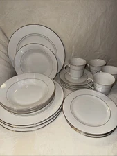 White & Gold Rim Dinnerware Set (Home Essentials China)