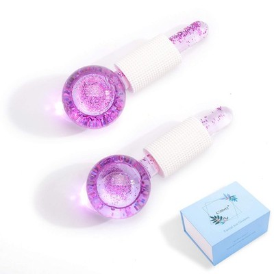 CIBLUTY ICE BEAUTY BALLS for FACIAL, 2PCS Purple Facial 3 Piece Set,