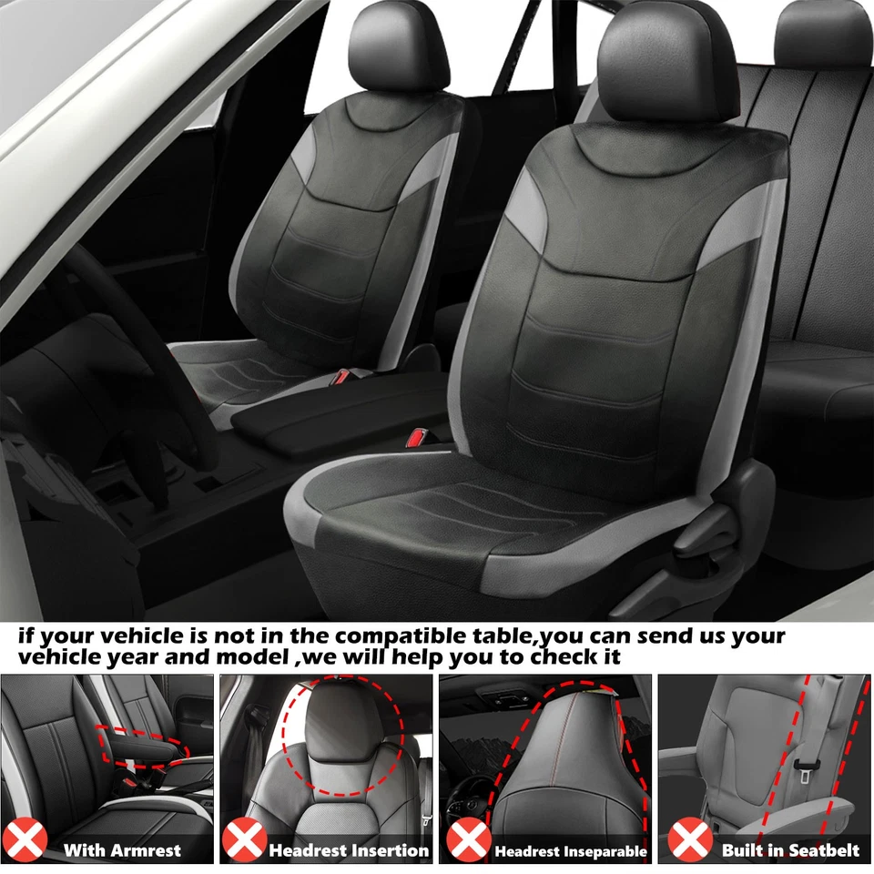 For Toyota Prius Leather Car Seat Covers Front Rear Protector Full Set (5-Seats) Foto 2 de 4