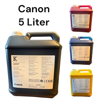 5 Liter CANON Nachfülltinte Drucker Tinte Nachfüll Kanister Schwarz Rot Blau Gel
