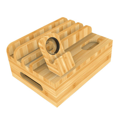 Bamboo Charging Dock Station Organisator Support Stand für
