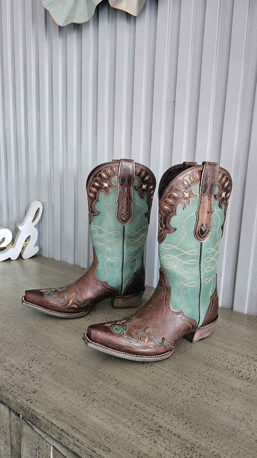 Ariat Women's Zealous Brown Teal Leather  Western Cowgirl Boots NEW 8B image 4