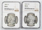 Certified 1880-S 1881-S Morgan Silver Dollar NGC MS62 $1 Lot of 2