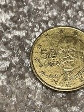 50 Cent Euro Coin 2002 Greece Rare F Mint