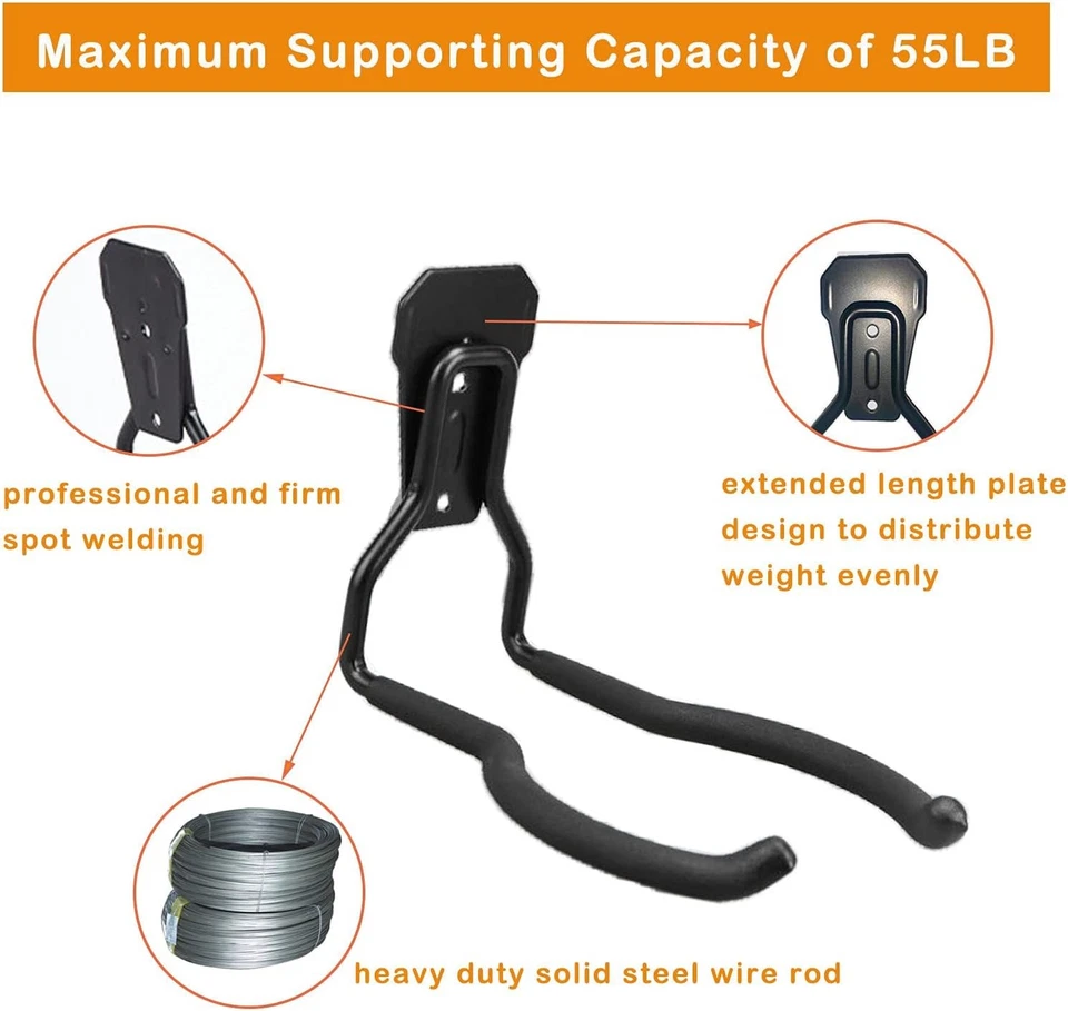 Percha para herramientas eléctricas de jardín, ganchos de pared de garaje, estante para malezas, cuerda negra-4 P Foto 3 de 4