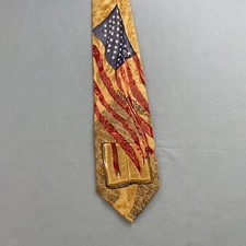 Vtg Silk Tie American Flag Constitution Patriotic 250 Yellow Red White Blue 4x58
