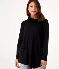 #1741 LOGO Lounge by Lori Goldstein Micro Cloud Waffle Cowl Neck Top Size S