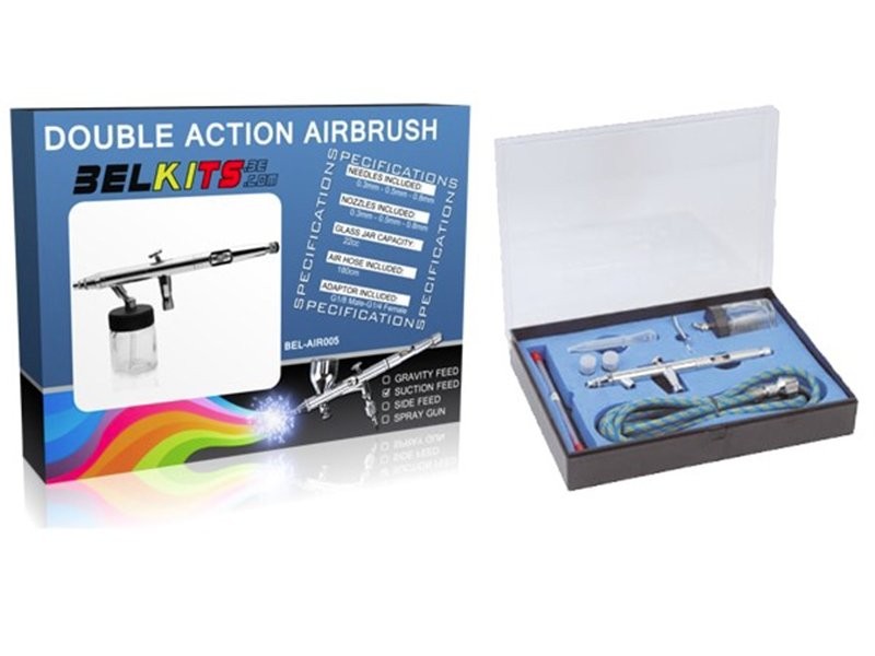 Aérographe double action par aspiration BELKITS AIR-005 pour peinture acrylique et solvant