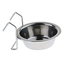 Stainless Steel Pet Bird Cage Food Water Bowl Parrot Coop Hanger Cup