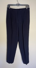 VTG Lauren Ralph Lauren Navy Blue Pleated Wool Dress Pants. Size 6-8. Lined.