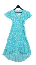Monsoon Wrap Midi Dress S in Blue