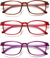 Reading Glasses for Women Men, 3 Pairs Blue Light Blocking Readers, anti Eyestra