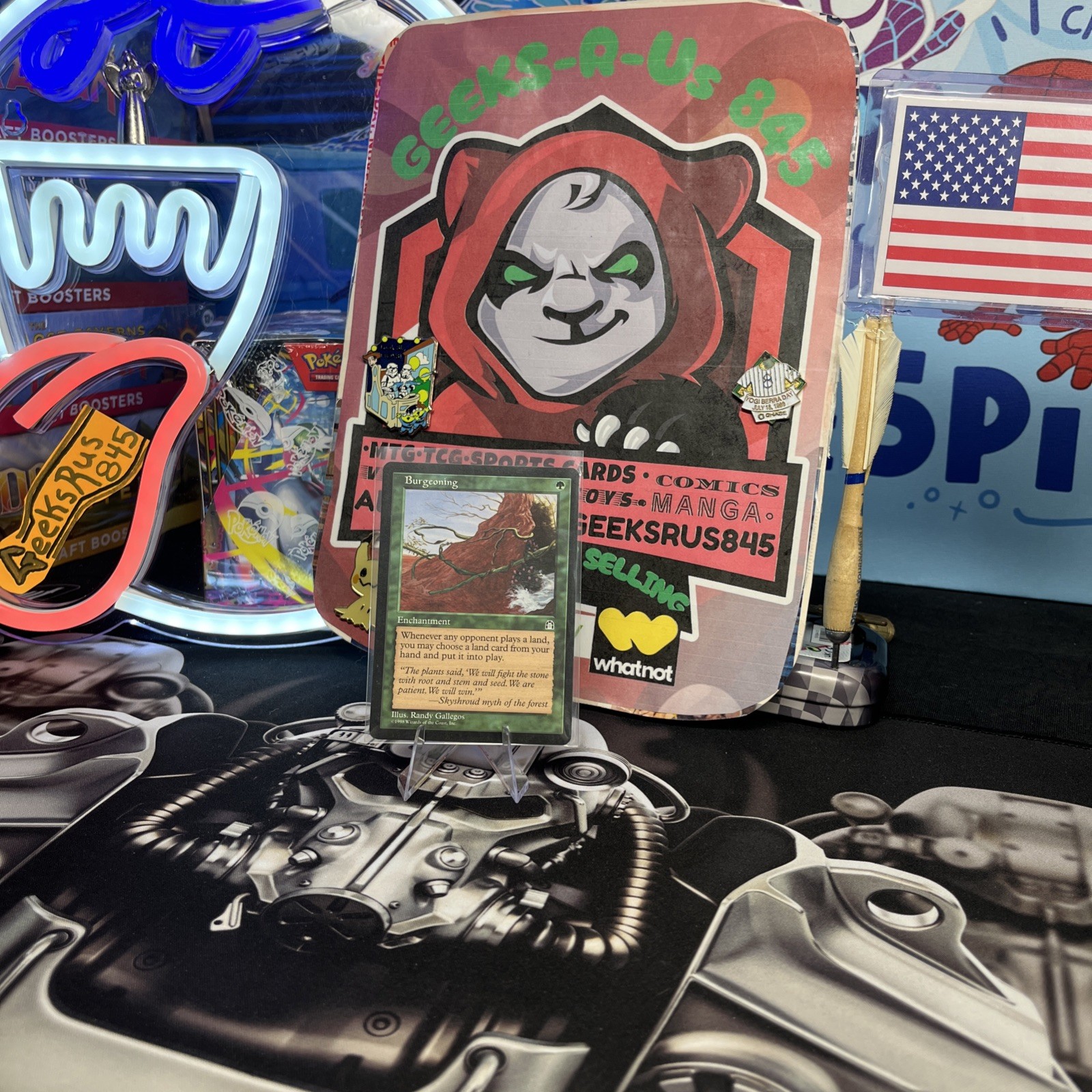 Vintage 1998 MTG Stronghold Burgeoning Card LP magic the gathering MTG GREEN