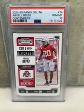 2024 - 25 Panini Ohio State NIL Arvell Reese Contenders PSA 10, Rookie, Buckeyes