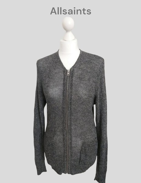 Women AllSaints Sweater Grey Linen 38 / M / 46 #4VNX