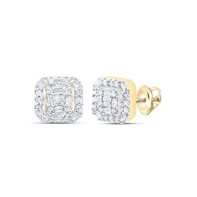 Quadratische Baguette-Ohrstecker 0,19 kt natürlicher Diamant 10 kt Gelbgold
