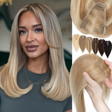 Free Part Hair Topper Hairpiece Clip in Lace Base Remy Human Hair Piece Toupee