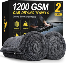 2-Pack 1200 GSM Car Drying Towels Microfiber Towels for Cars 36" X 24" , Ultr