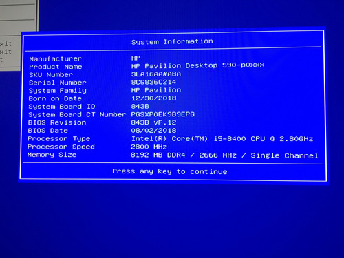 HP Pavilion Desktop 590-p0xxx Core i5-8400 2.8GHz 8GB RAM 1TB HDD NO OS Fair - Picture 2 of 9