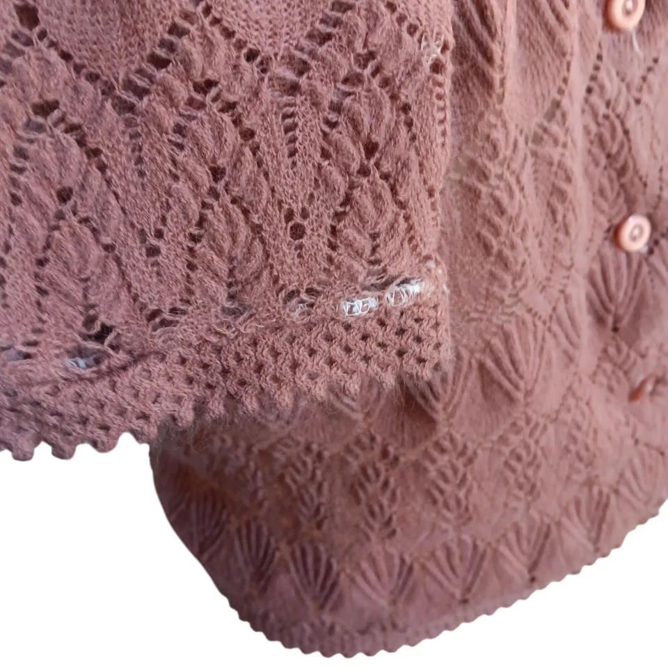 Cárdigan Suéter Top Vintage Pequeño Tejido Parisienne Japón Años 50 Acrílico Perforado Foto 3 de 4