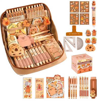 #ad Capybara Stationery Set Portable Stationary Bag Cute Pencil Case with Pens... $32.39