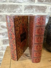 2 Faux Book Storage Box Distressed Decorative 6.5" x 10" x 2" Magnetic Closure