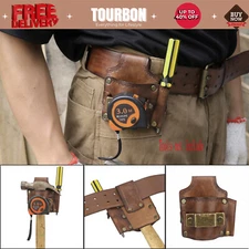 Tourbon Leather 3-in-1 Tools Belt Pouch Hammer Holster Tape Measure Holder Case