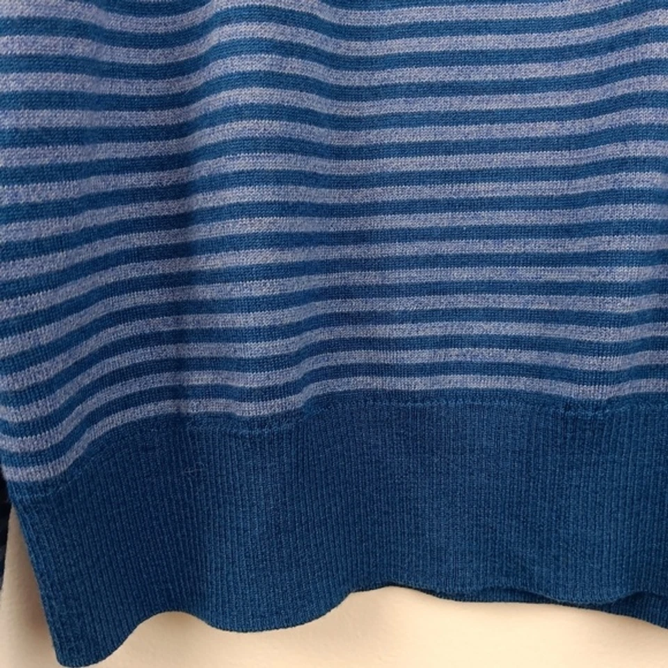 Jack Spade Blue Stripe Crewneck 100% Wool Sweater Size XL - Image 2 of 4