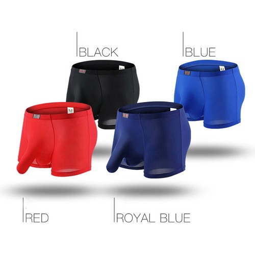 Men's Underwear Boxer Briefs Ice Silk Shorts Panties Bulge Big Pouch Underpants - Picture 5 of 44