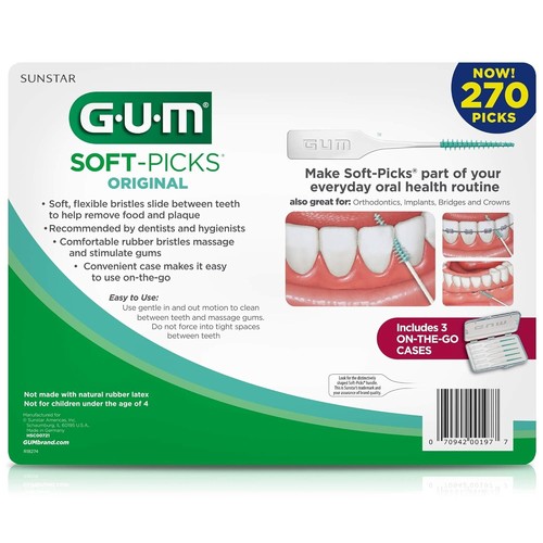 270er Pack GUM Soft-Picks Original entfernt Lebensmittel & Plaque von den Zähnen, weiche Borsten - Bild 2 von 8